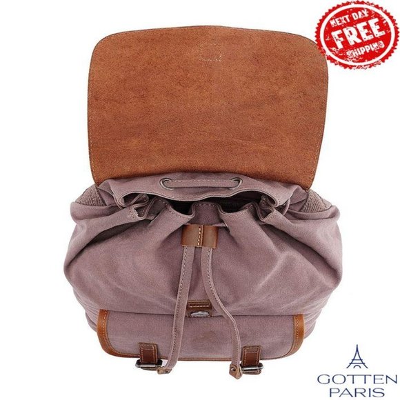 TSD BRAND Bigleaf Canvas Backpack Brown Women's Bag - Picture 5 of 12